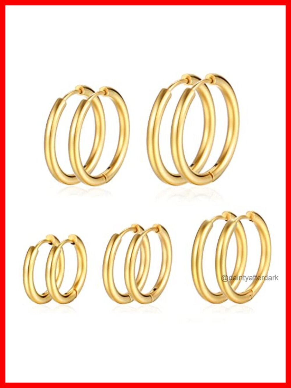 316l Surgical Stainless Steel Huggie Hoop Earrings Set Hypoallergenic Small